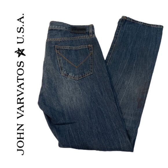 John Varvatos Men’s Distressed Bowery‎ Slim Straight Blue Jeans - Size 30 - Picture 1 of 3